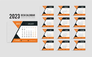 2023 desk calendar template, Monthly desk calendar, Table Calendar 2023 layout Design, daily desk calendar