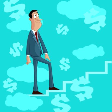Businessman climbing stairs of Success clipart
