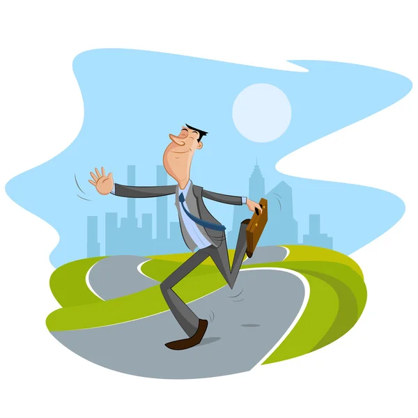 Businessman walking on road — Stock Vector