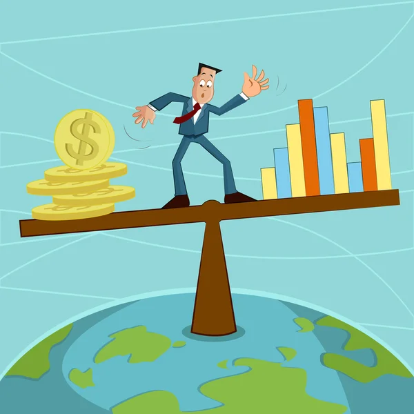 Biznesmen monety i wykres — Wektor stockowy