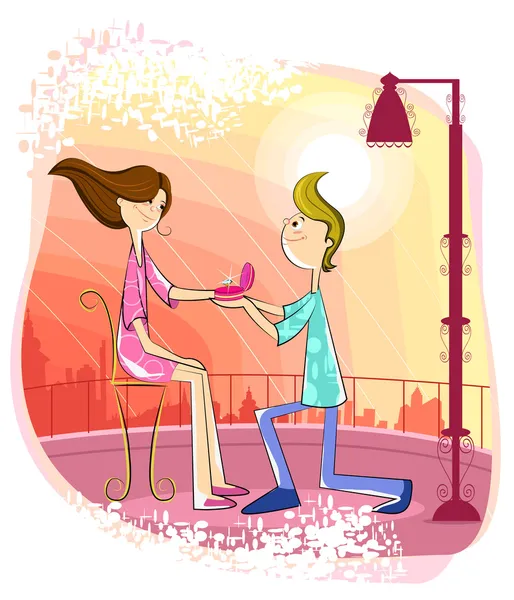 Boy proposing girl — Stock Vector