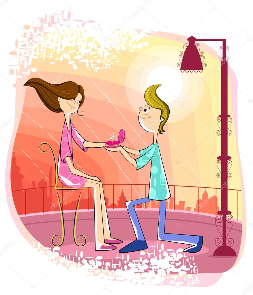 Images: boy proposing girl | Boy proposing girl — Stock Vector