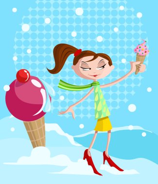 nefis dondurma koni ile kız