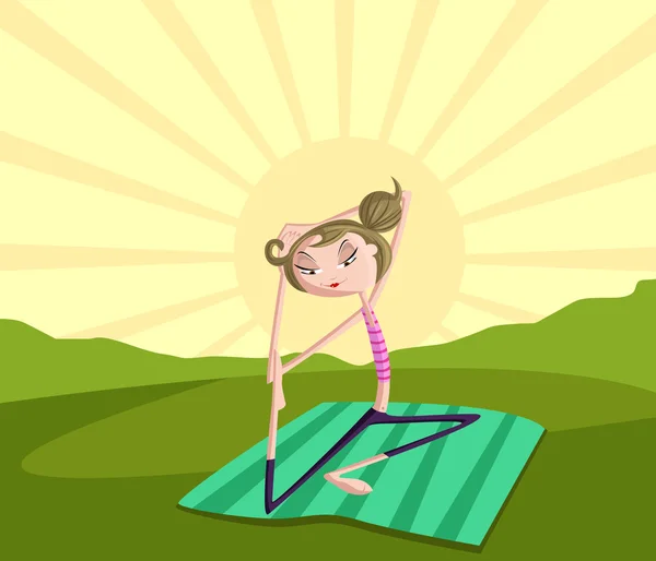 Chica haciendo yoga — Vector de stock