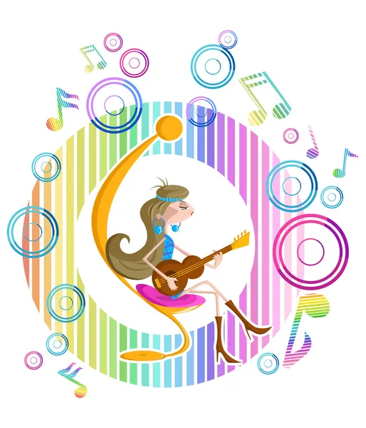 Κορίτσι που παίζει κιθάρα — Διανυσματικό Αρχείο