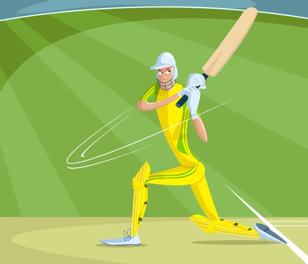 Bateador de cricket — Vector de stock