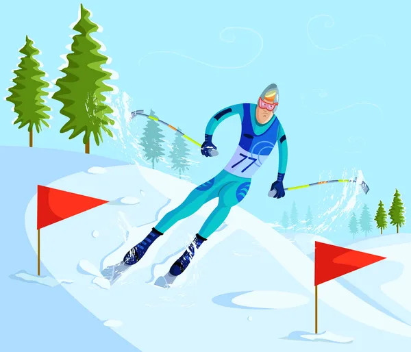Lyžař na sjezdové lyžování — Stockový vektor