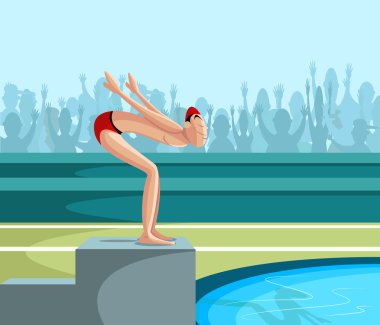 Swimmer diving into pool clipart