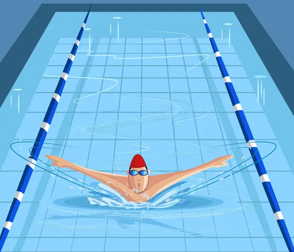 Swimmer swimming in pool — Stock Vector