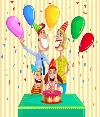 mutlu aile kutluyor doğum günü