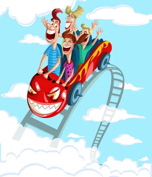 Glückliche Familie, die Spaß am Fahren hat — Stockvektor