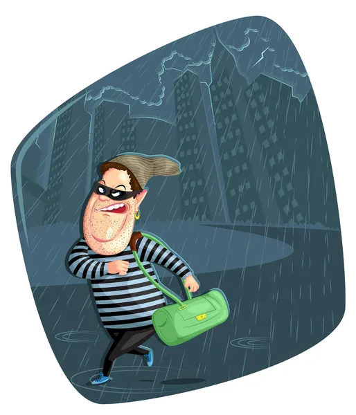 Thief stealing bag — Stock Vector