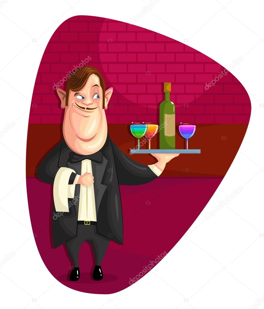 Waiter serving drinks