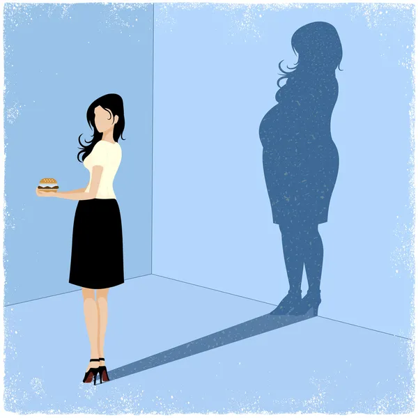 Smal kvinna kastar feta skugga — Stock vektor
