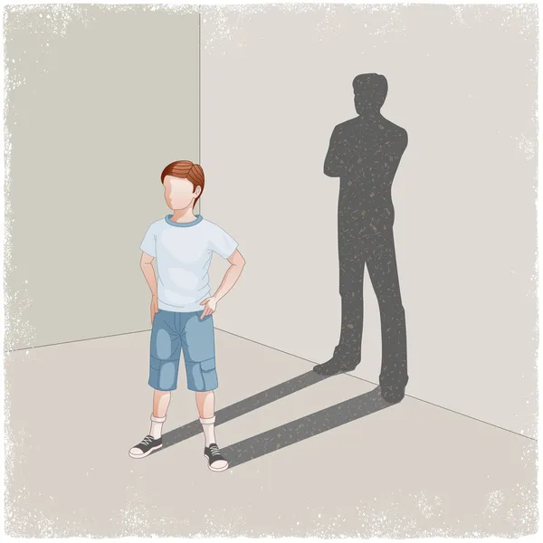 Enfant casting ombre du jeune homme — Image vectorielle