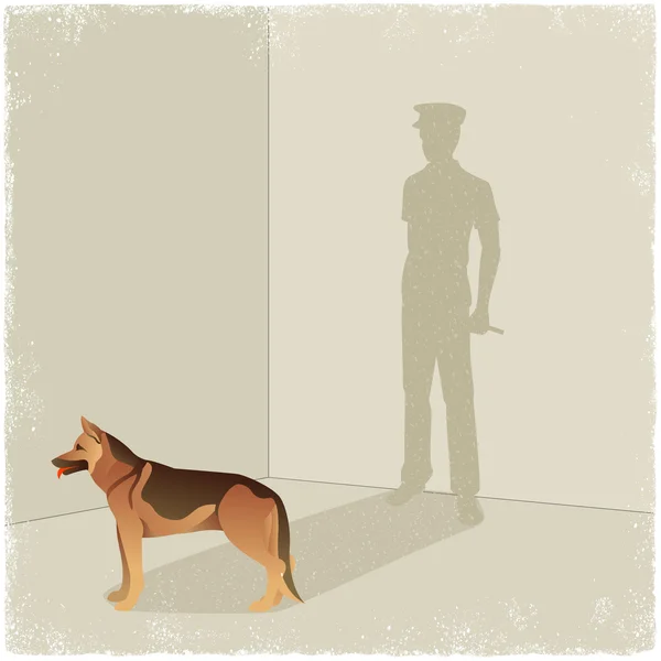 狗投下阴影的警卫队 — 图库矢量图片