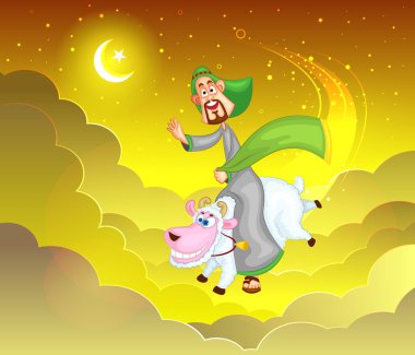 Müslüman erkek koyun bayram dileğiyle ridding mübarek