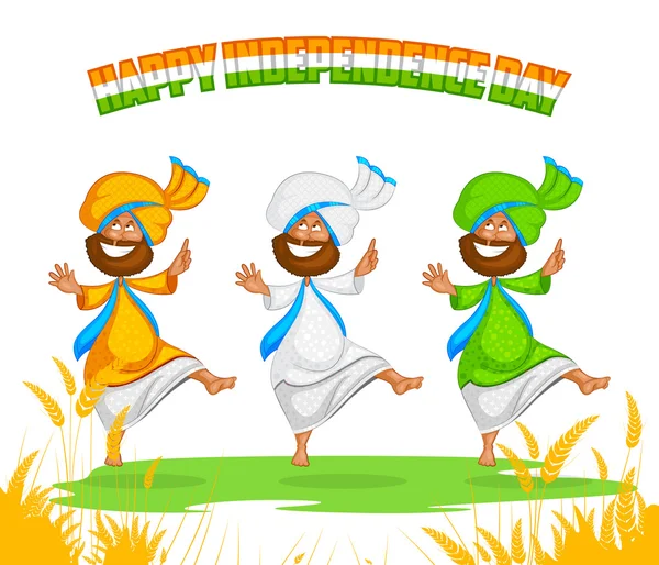 Sikh 남자 bhangra 댄스를 하 고 — 스톡 벡터