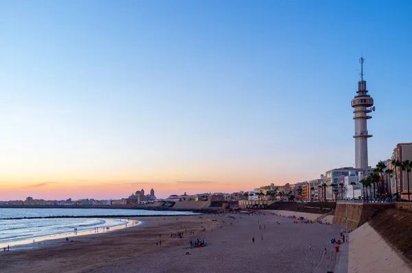 Září 2021 Pohled Město Cádiz Při Západu Slunce Cádiz Španělsko — Stock fotografie