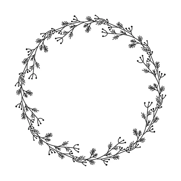 Beautiful Wreath Frame Wildflowers Black White Illustration Wreath Space Text — 图库照片