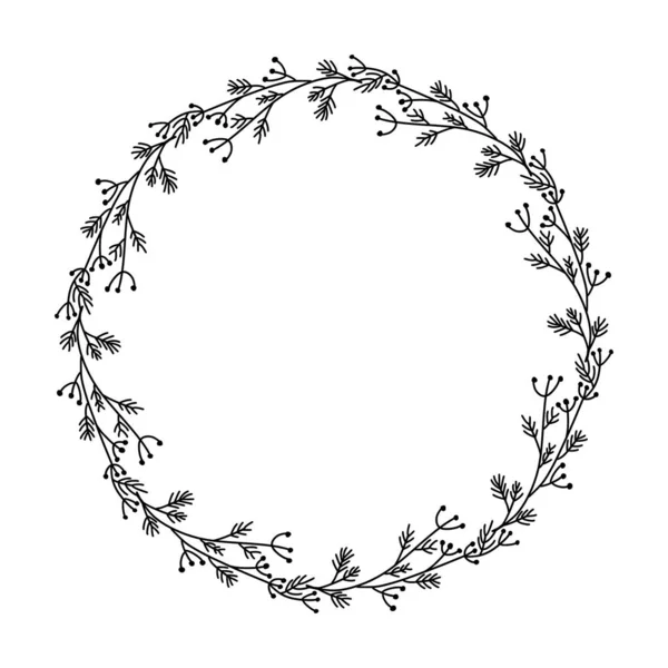 Beautiful Wreath Frame Wildflowers Black White Illustration Wreath Space Text — Foto de Stock