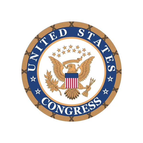 Emblème Vectoriel Réaliste Congrès Américain Corps Législatif Des Trois Hauts — Image vectorielle