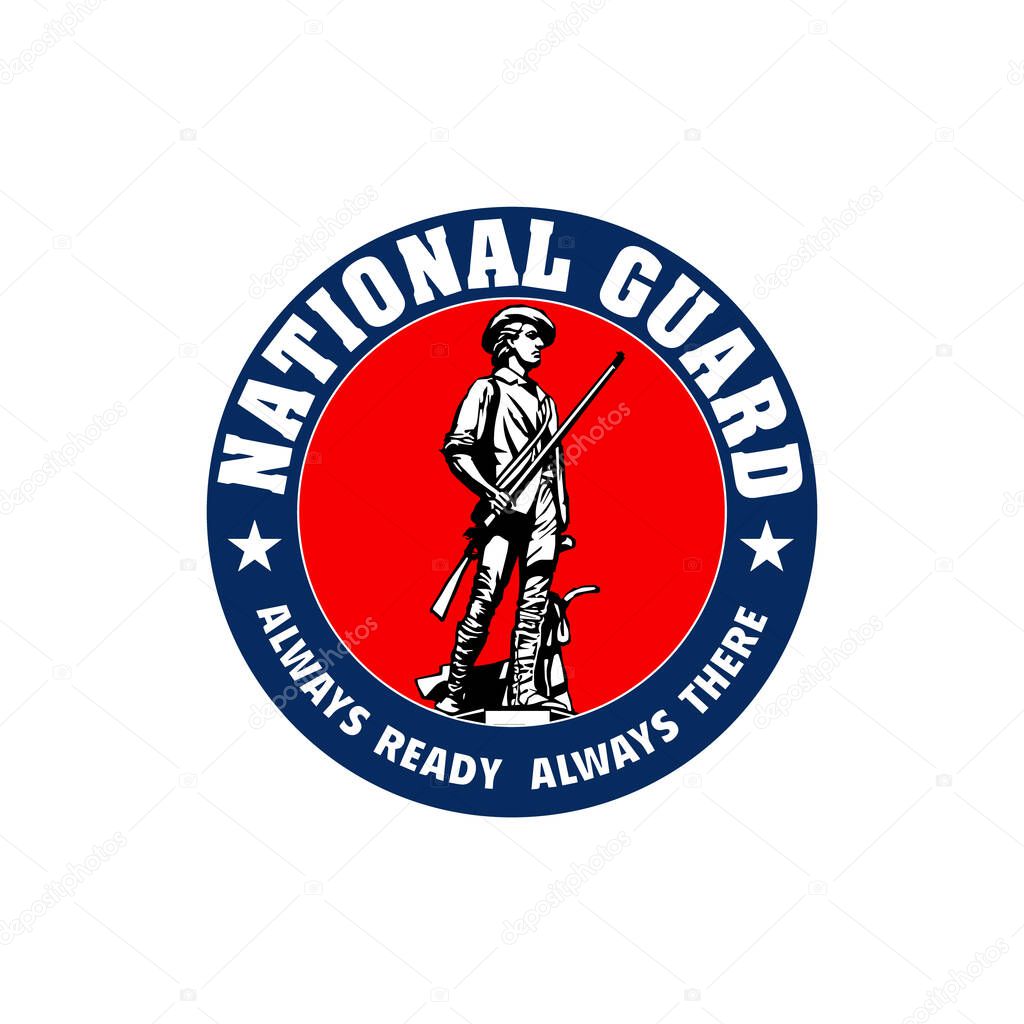 Realistic vector logos of the United States National Guard. Organized Reserve of the US Armed Forces.