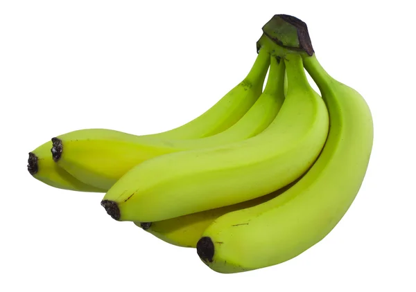 Kilka zielonych bananów. na białym tle. — Zdjęcie stockowe