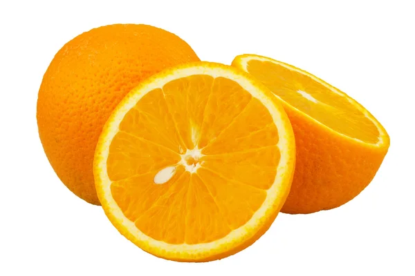 Fatias de frutas laranja no branco — Fotografia de Stock