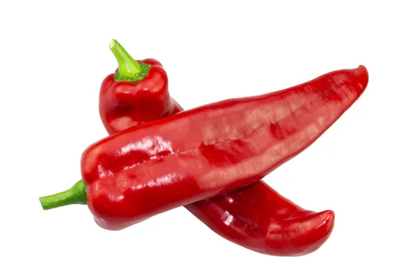 Comida saludable. Verduras frescas. Dos pimientos rojos Ramiro sobre un fondo blanco — Foto de Stock