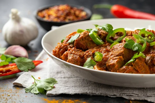 Traditional Beef curry with rice and Spicy.