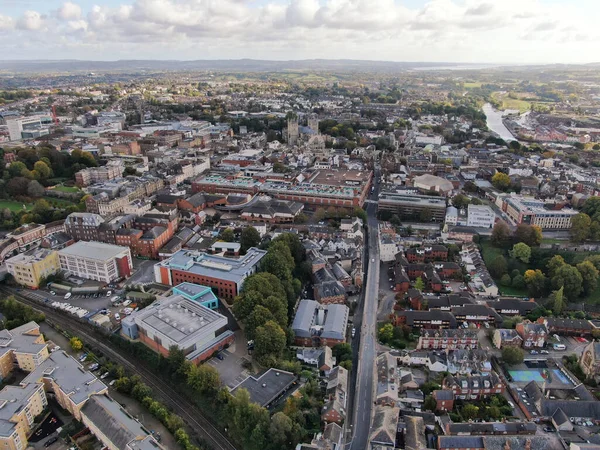 An aerial view of the centre of Exeter City — Stock Photo, Image