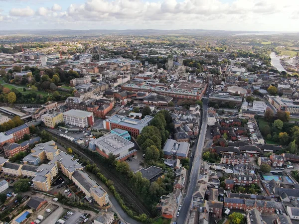 An aerial view of the centre of Exeter City — Stock Photo, Image