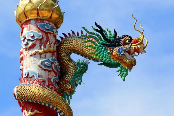 güzel gökyüzü arka plan üzerinde Golden dragon