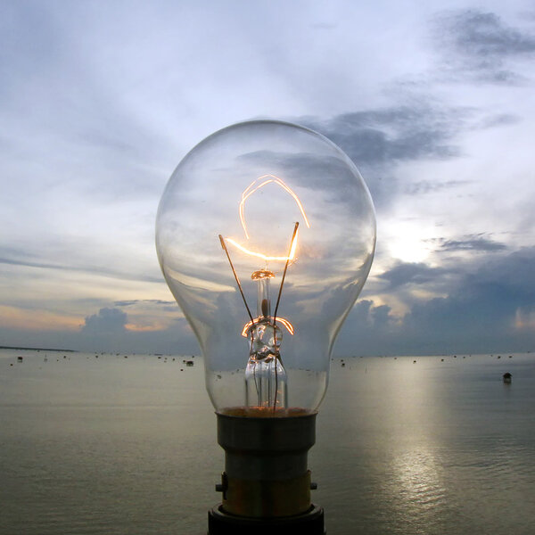 lightbulb on beautiful sky background