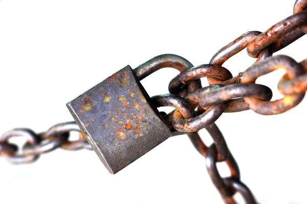 Old rusty chain with lock — Stock Photo, Image