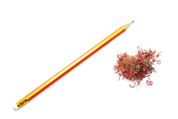 Lápis e aparas de lápis de cera — Fotografia de Stock