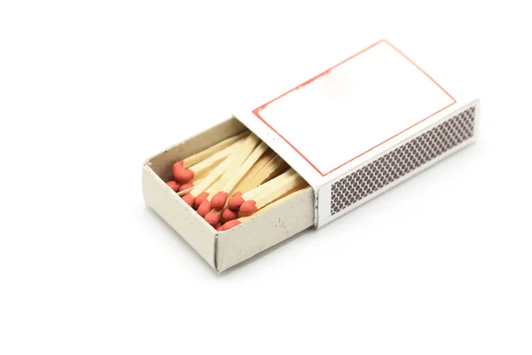 Fósforo rojo en caja de fósforos — Foto de Stock
