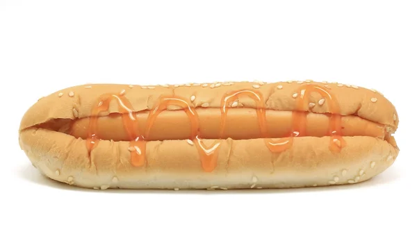 Hotdog med tomatsås — Stockfoto