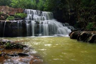 manzara fotoğraf, yeşil ormandaki güzel şelale