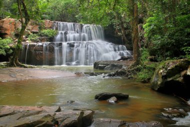 manzara fotoğraf, yeşil ormandaki güzel şelale