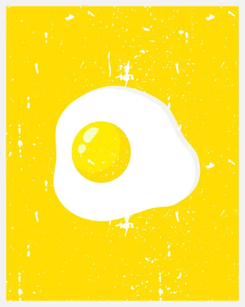 Œuf Frit Avec Fond Jaune Poule Frite Petit Déjeuner Oeuf — Image vectorielle