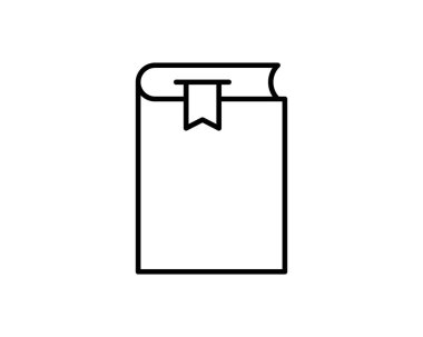 Kitap satırı simgesi, vektör işareti, anahat üzerinde beyaz izole doğrusal stil piktogram. Sembol, logo illüstrasyon. Düzenlenebilir inme. Piksel mükemmel.