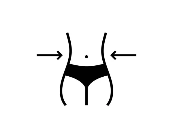Gewichtsverlust Ikone Schlanke Dame Mit Maßband Symbol Auf Weißem Hintergrund — Stockvektor