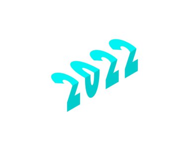 Mutlu yıllar 2022 metin tasarımı. Broşür tasarım şablonu, kart, afiş için. Vektör çizimi. Beyaz arkaplanda izole