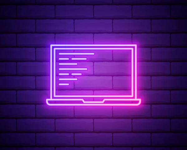 Laptop Code Neon Icoon Elementen Van Verzameling Gegevensbeveiliging Eenvoudig Icoon — Stockvector