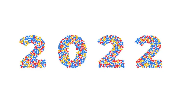 2022 Happy New Year Text 设计模板庆祝印刷海报 横幅或贺卡 为圣诞快乐和新年快乐 矢量描述性年份 — 图库矢量图片
