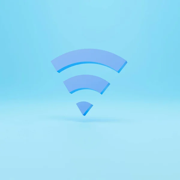 3D無線Lanシンボル 青色の背景に抽象的なWifiアイコン 3Dレンダリング — ストック写真