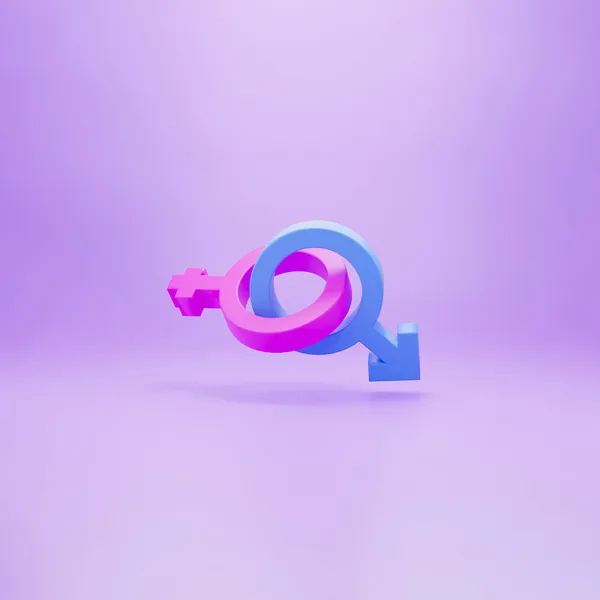 3d render of male and female gender symbols isolated on pink background