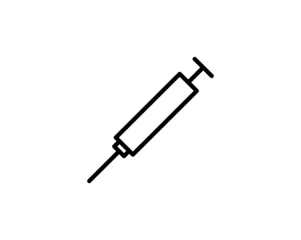 Syringe Line Icon Injection Vector Illustration Isolated White Vaccination Outline — Stock Vector